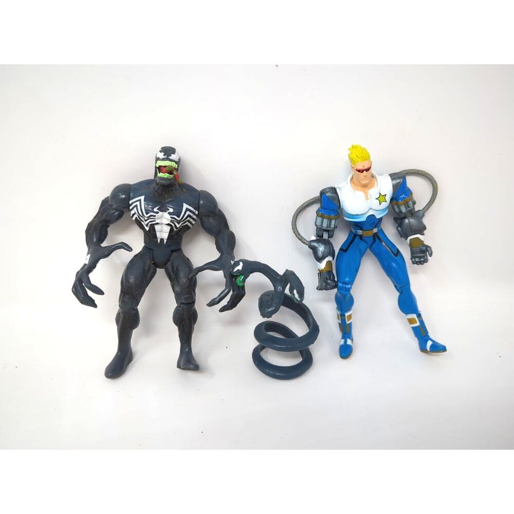 Vintage 1999 Marvel vs Capcom VENOM & CAPTAIN COMMANDO Figures Toybiz complete